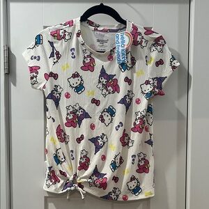 Hello Kitty Sanrio Large 14 NWT Girls Blouse Cream Kuromi My Melody Hello Kitty